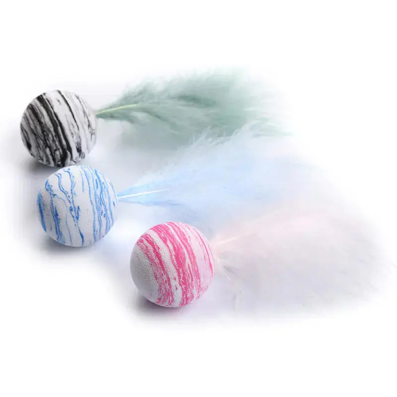 Interactive EVA Starry Sky Cat Toy Ball with Feathers - Woof Pet Products