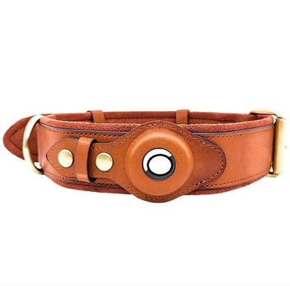 Leather Dog Collar with Location Tracker - Woof Pet Products