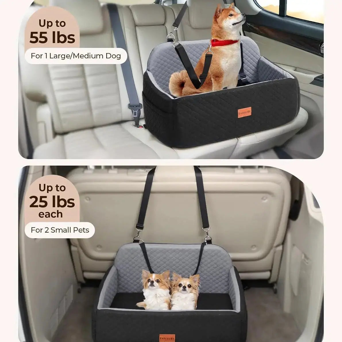 Comfur 2-1 Dog Car Booster Seat and Bed Woof Pet Products