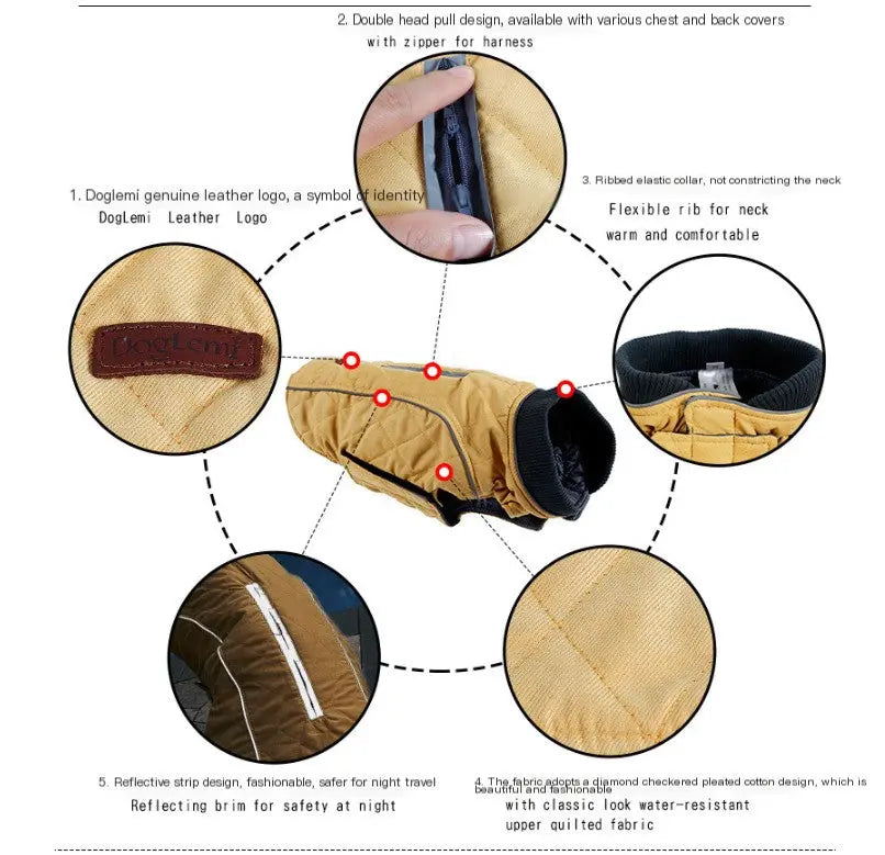 Kawaii Winter Dog Jacket - Thick Retro Pet Clothing - Woof Pet Products