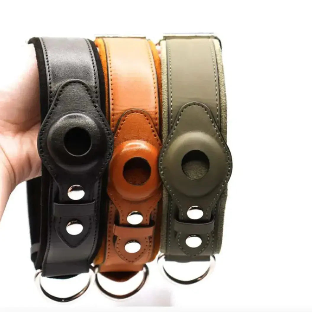 Leather Dog Collar with Location Tracker - Woof Pet Products