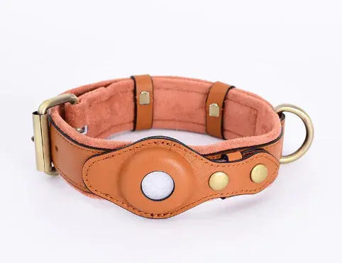 Leather Dog Collar with Location Tracker - Woof Pet Products