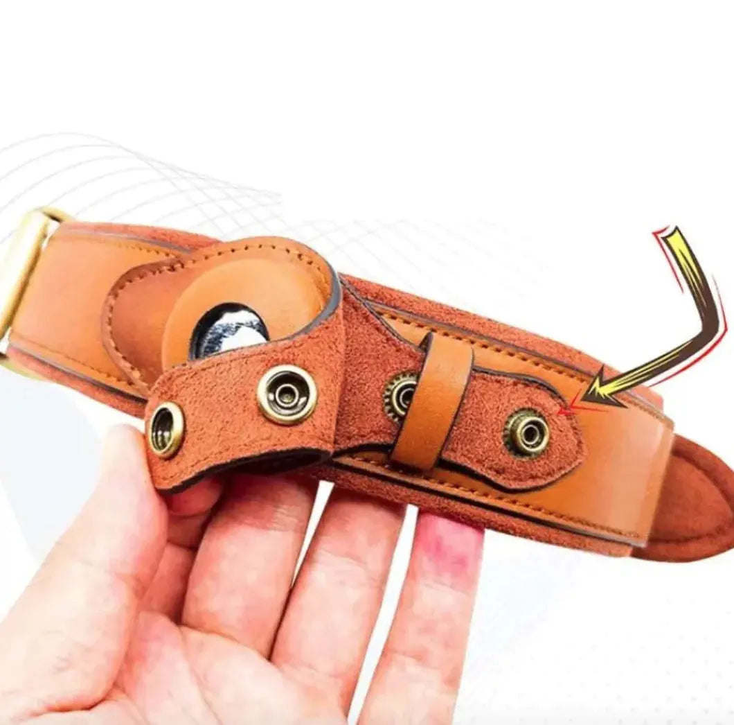 Leather Dog Collar with Location Tracker - Woof Pet Products